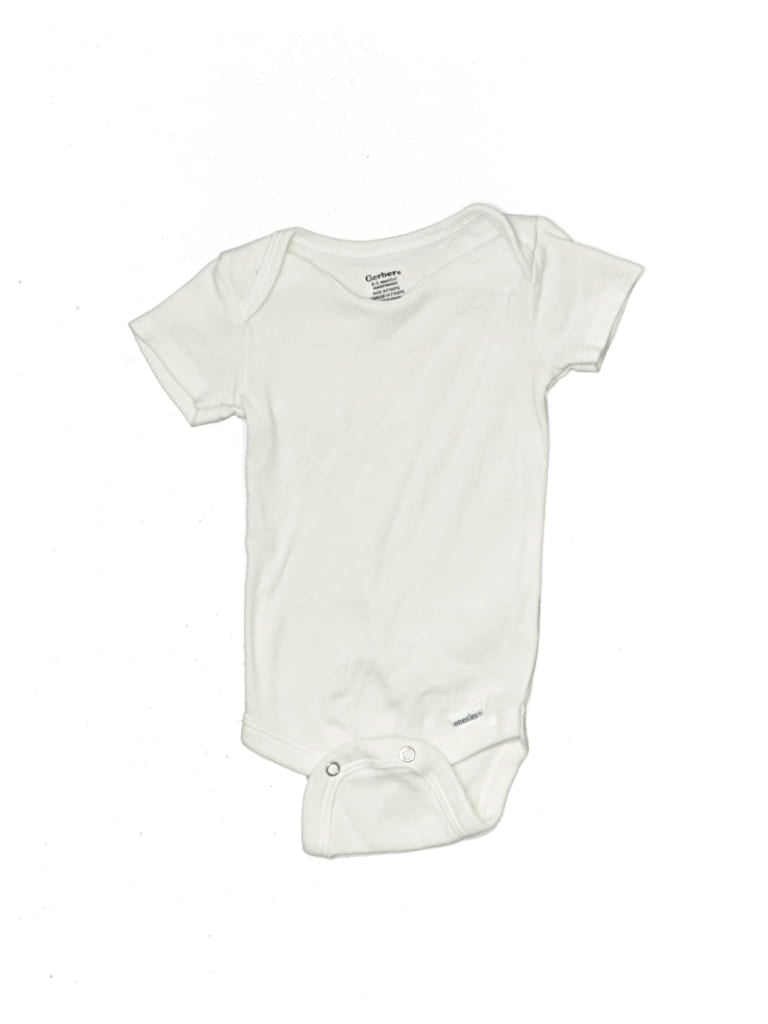 Pre-owned Gerber Babies' Short Sleeve Onesie In White