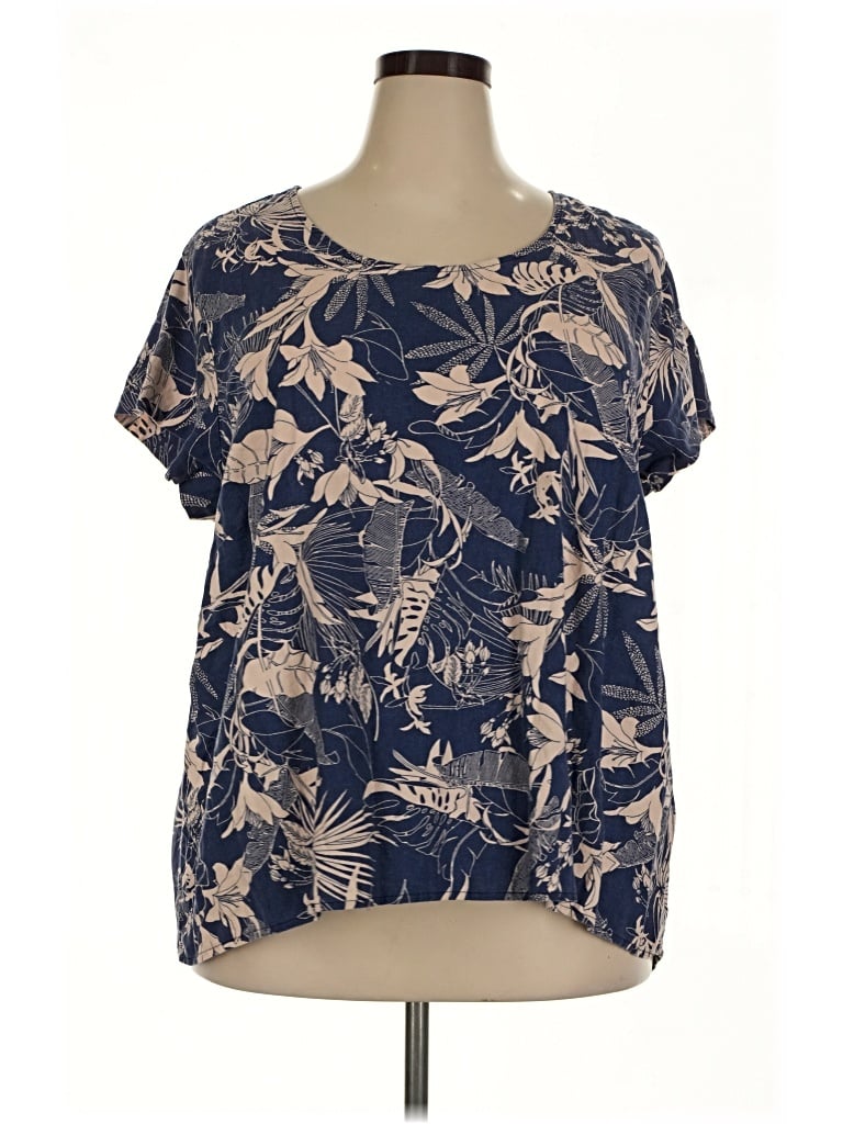 Pre-owned Panama Jack Short Sleeve Blouse In Blue