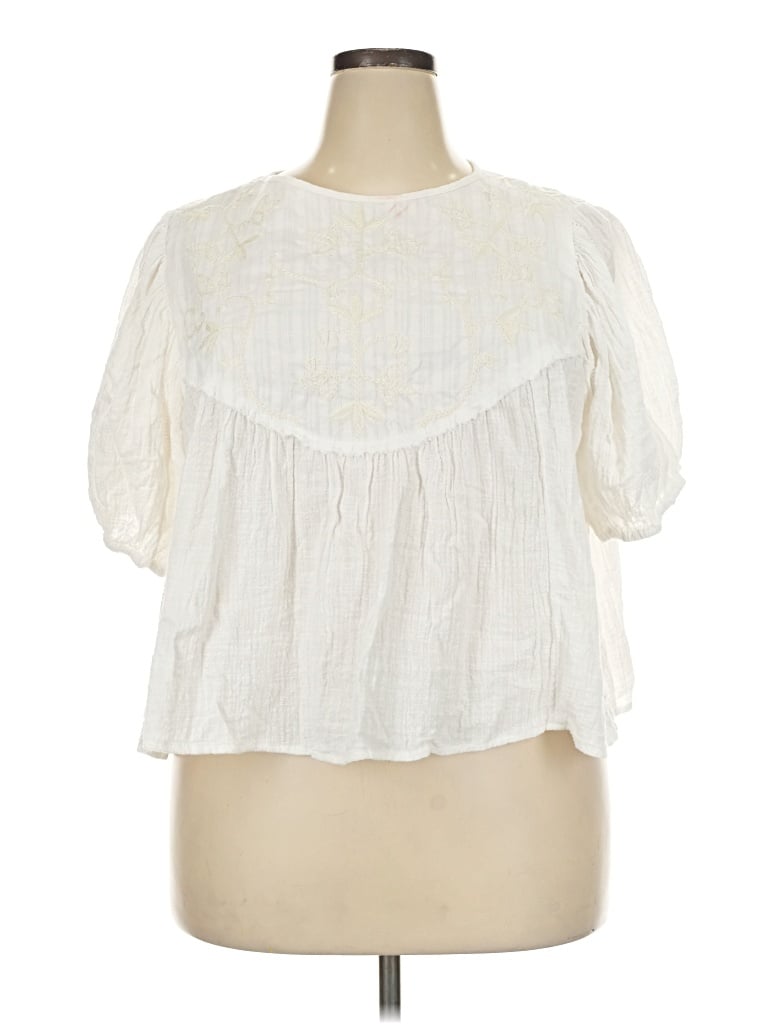 Pre-owned Wayf 3/4 Sleeve Blouse In Ivory