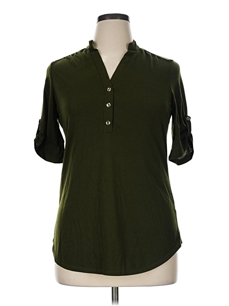 Pre-owned Perseption Concept 3/4 Sleeve T-shirt In Green