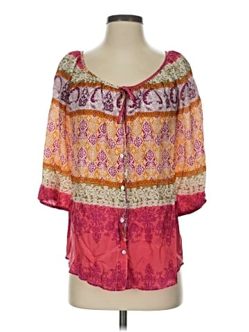 Velvet 3/4 Sleeve Silk Top (view 1)