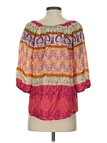 Velvet 3/4 Sleeve Silk Top (view 2)