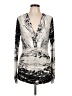 Bebe Graphic Silver Long Sleeve Blouse Size L - photo 1