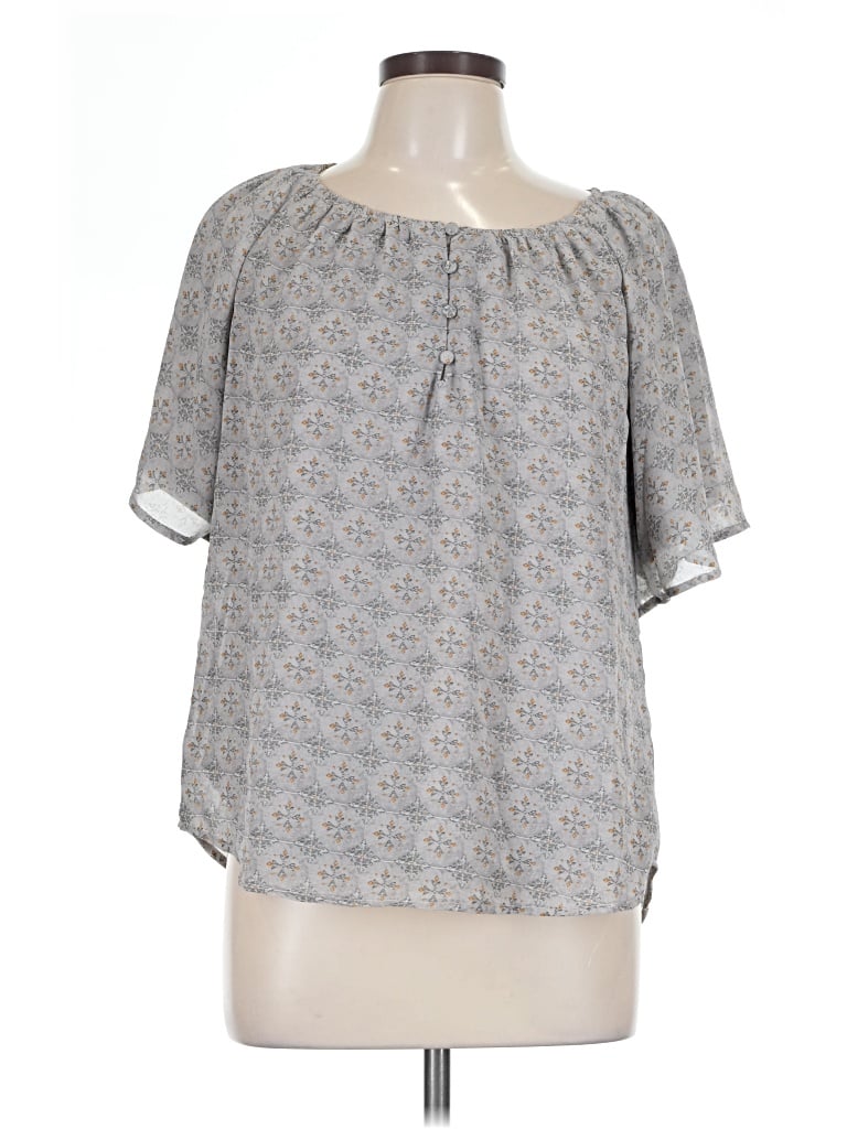 Pre-owned Polagram Short Sleeve Blouse In Gray