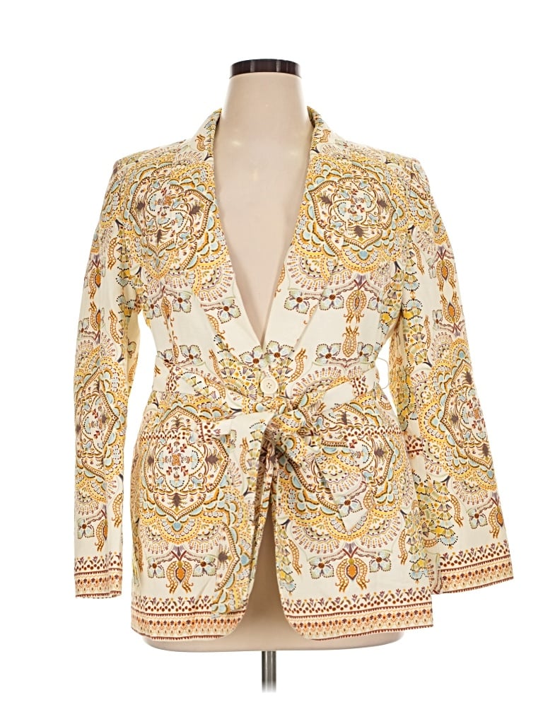 Pre-owned Zara Blazer Jacket In Gold