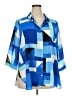 Rose + Olive 100% Polyester Color Block Blue 3/4 Sleeve Blouse Size 2X - photo 1