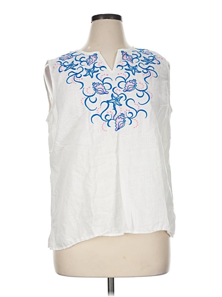 Pre-owned Talbots Sleeveless Blouse In White