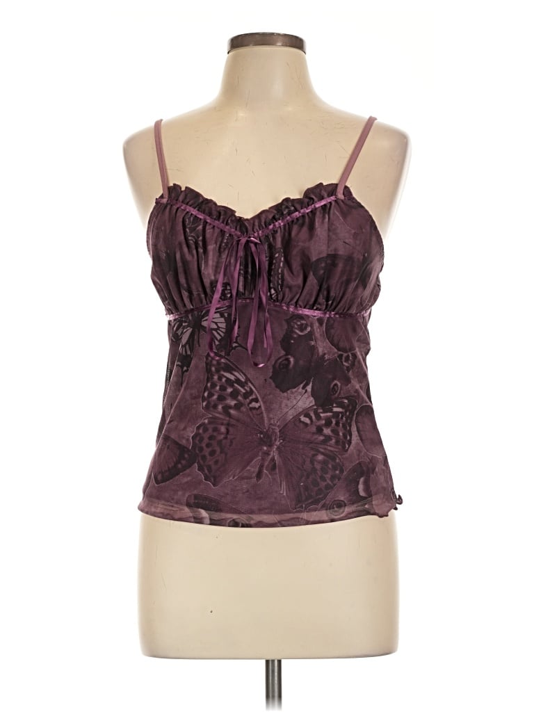 Pre-owned Romwe Sleeveless Blouse In Burgundy