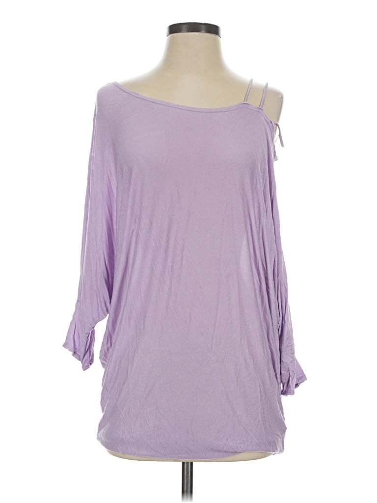 Pre-owned Bibi 3/4 Sleeve Top Purple One Shoulder Neckline Tops