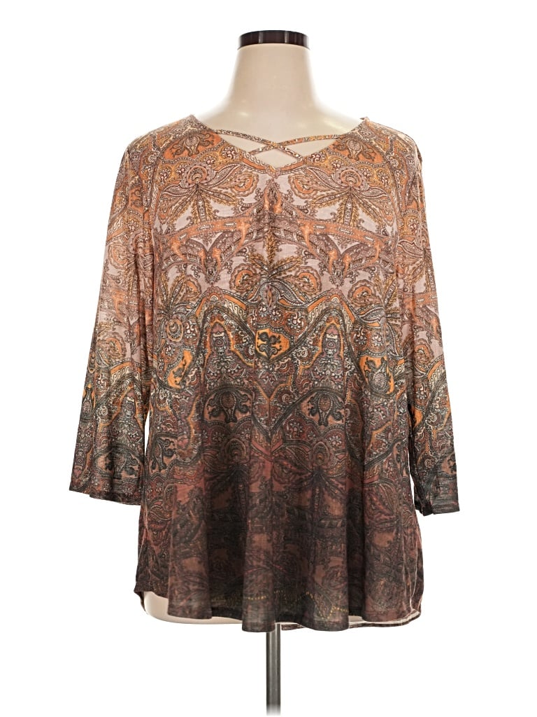 Pre-owned Ruby Rd. 3/4 Sleeve Blouse In Brown