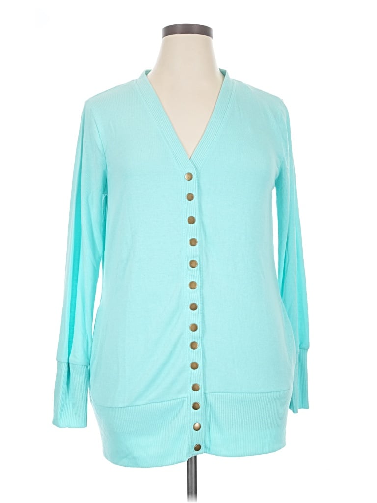 Pre-owned Zenana Cardigan Sweater In Teal