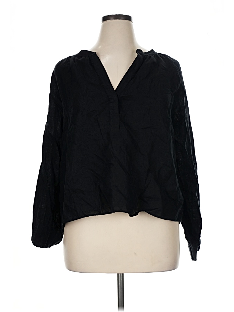 Pre-owned Jcrew Long Sleeve Blouse In Black