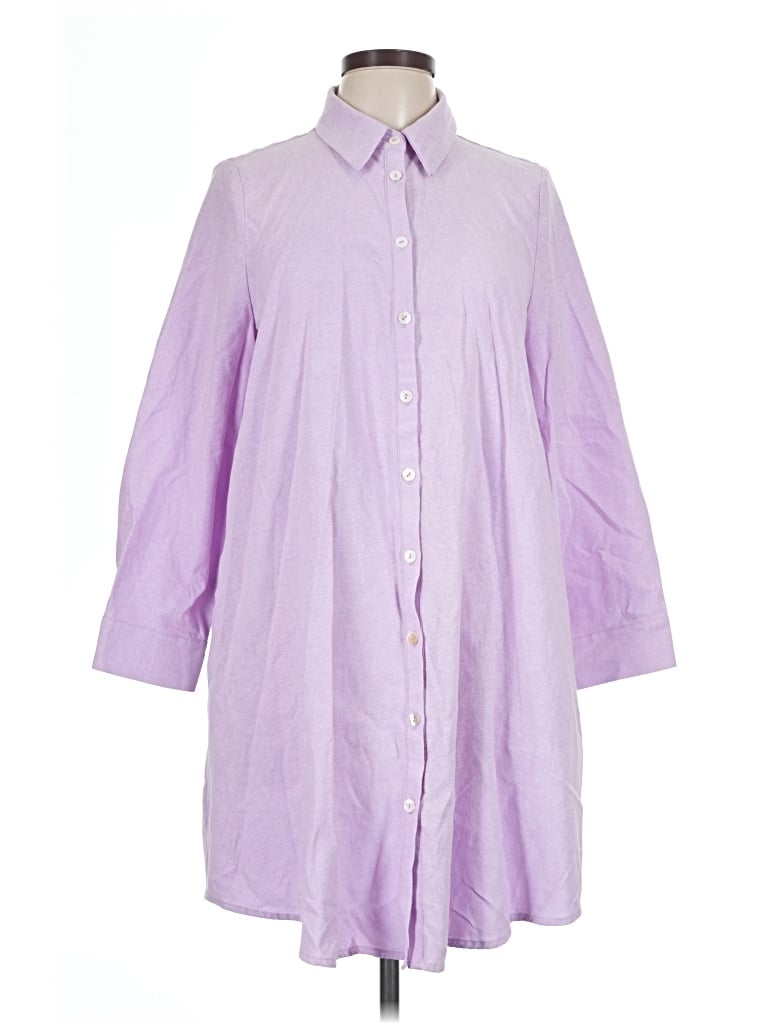 Pre-owned Pomander Place 3/4 Sleeve Button Down Shirt In Purple
