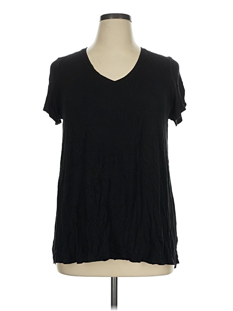 Pre-owned Hue Short Sleeve T-shirt In Black