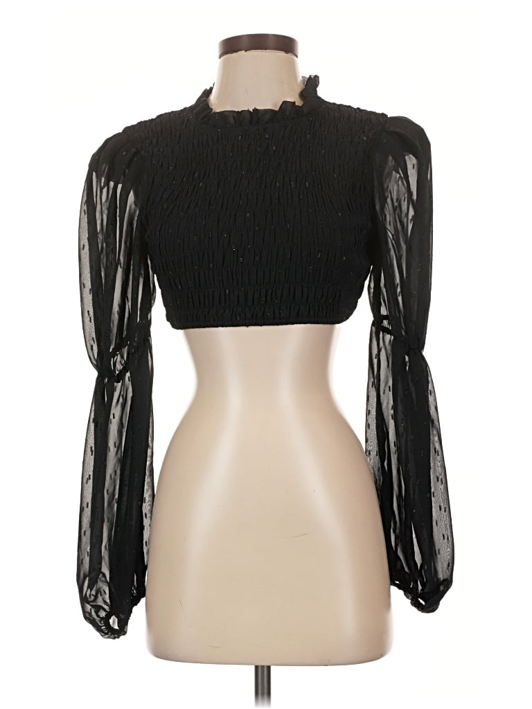 Pre-owned Nbd Long Sleeve Blouse In Black