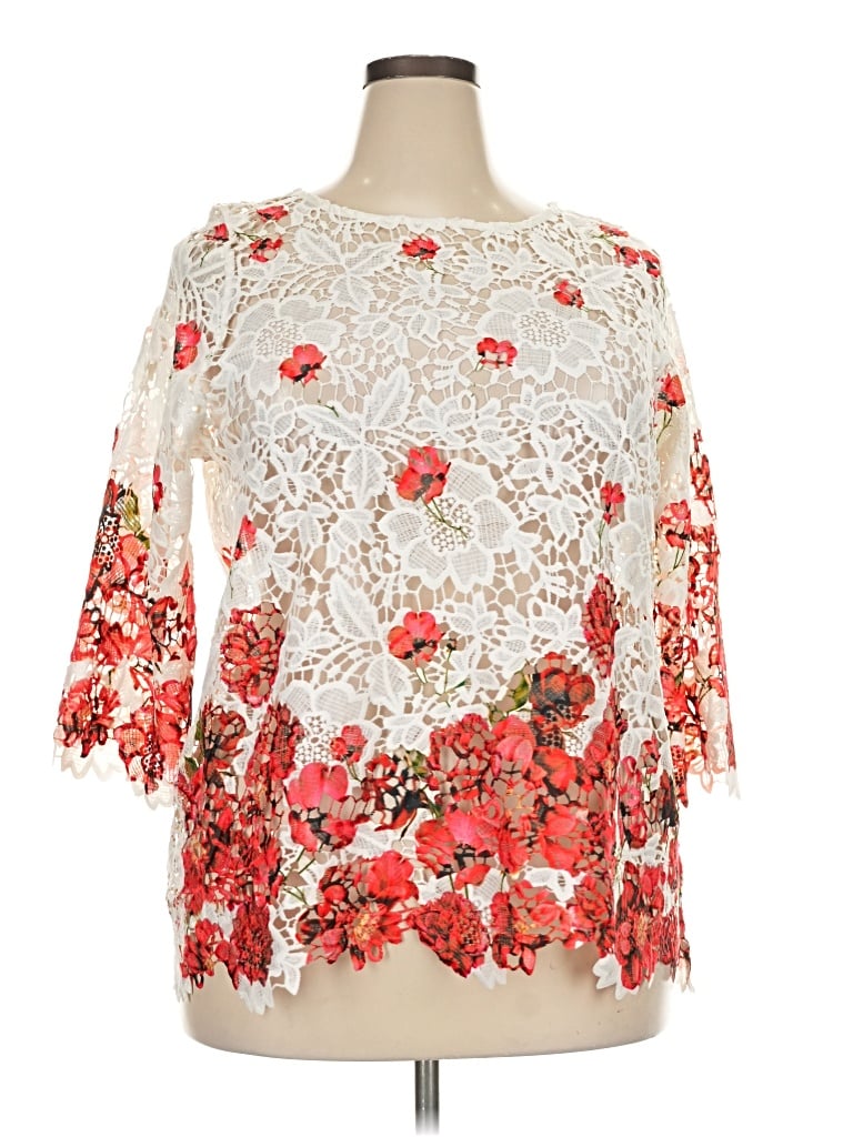 Pre-owned Papaya 3/4 Sleeve Blouse In Ivory
