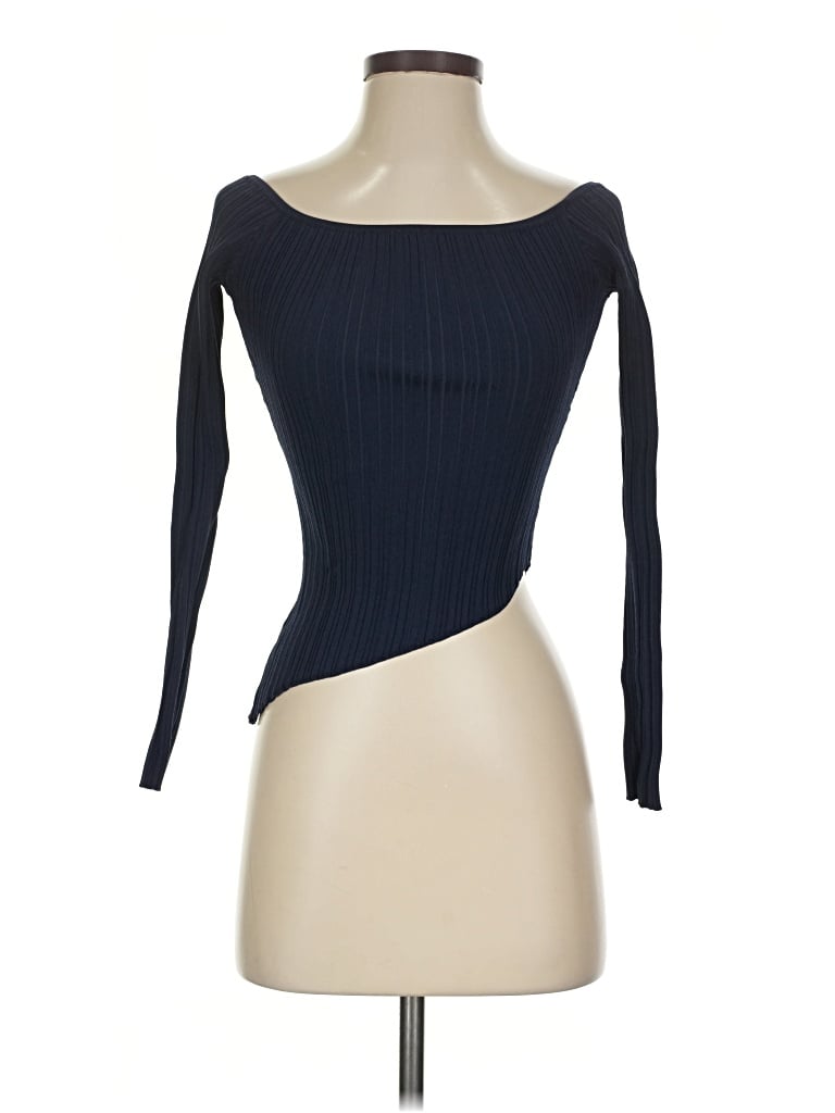 Pre-owned Meshki Long Sleeve Top Blue One Shoulder Neckline Tops