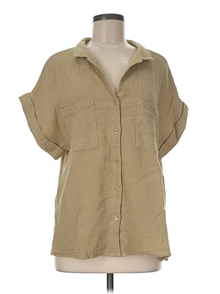 Pre-owned Dear John Short Sleeve Blouse In Tan