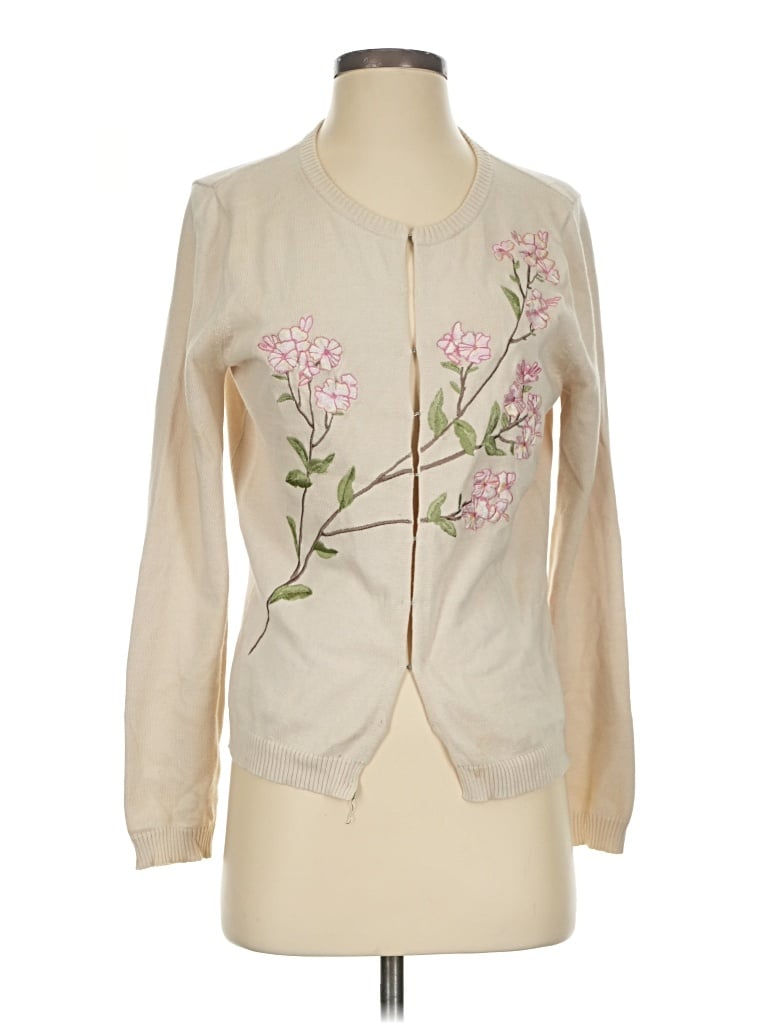 Pre-owned Garnet Hill Cardigan Sweater In Ivory