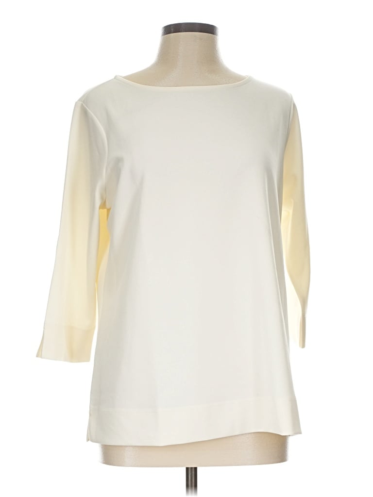 Pre-owned Norm Thompson 3/4 Sleeve Top Ivory Boatneck Tops