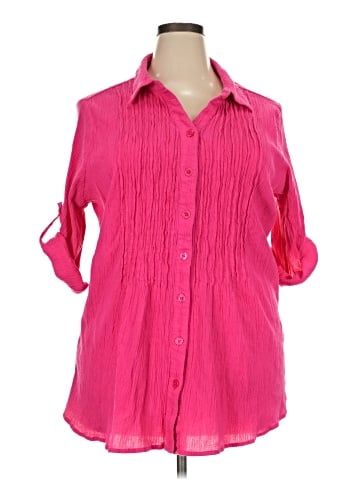 Woman Within 3/4 Sleeve Button-Down Shirt (view 1)