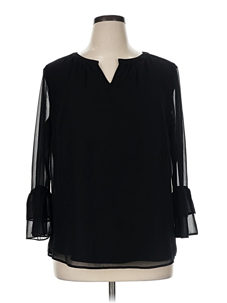 Pre-owned Talbots 3/4 Sleeve Blouse In Black