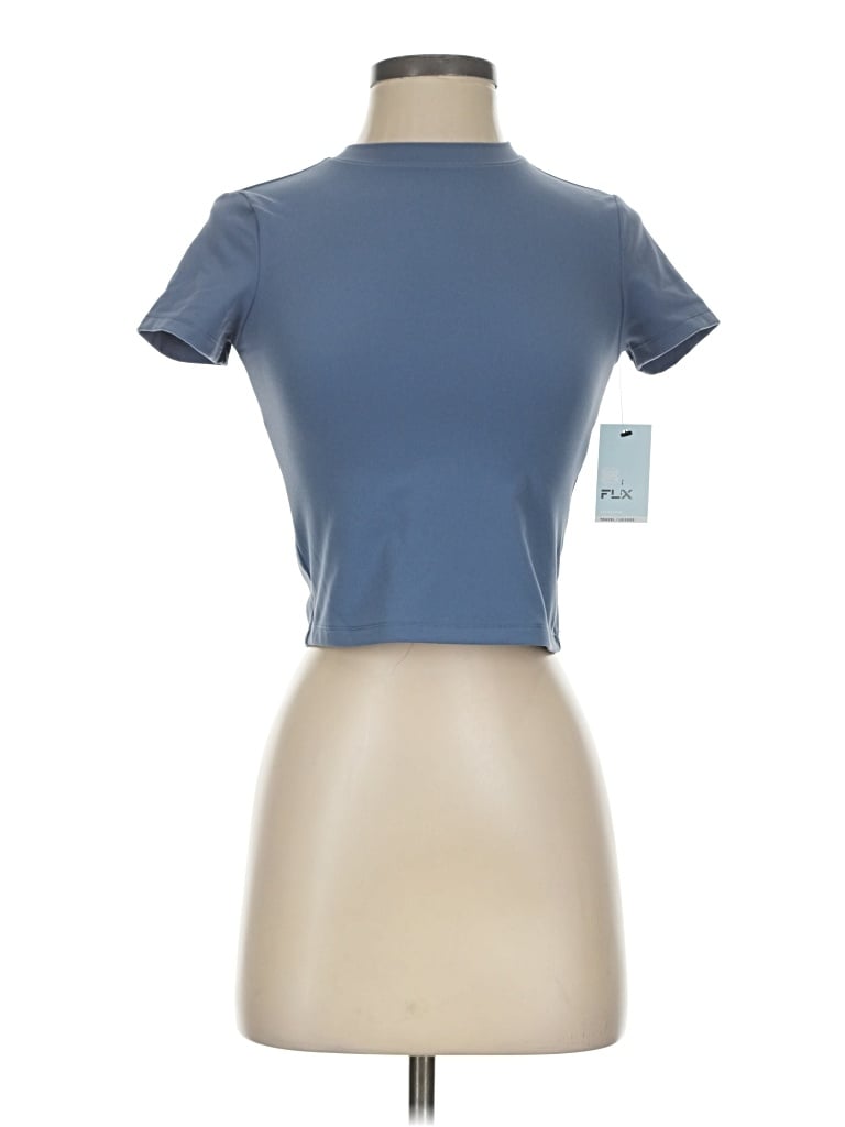 Pre-owned Flx Short Sleeve Turtleneck In Blue