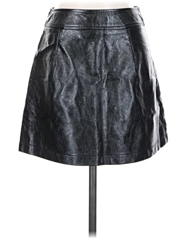 Aqua Faux Leather Skirt (view 1)