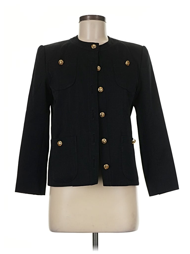 Pre-owned Doncaster Collection Wool Blazer Jacket In Black