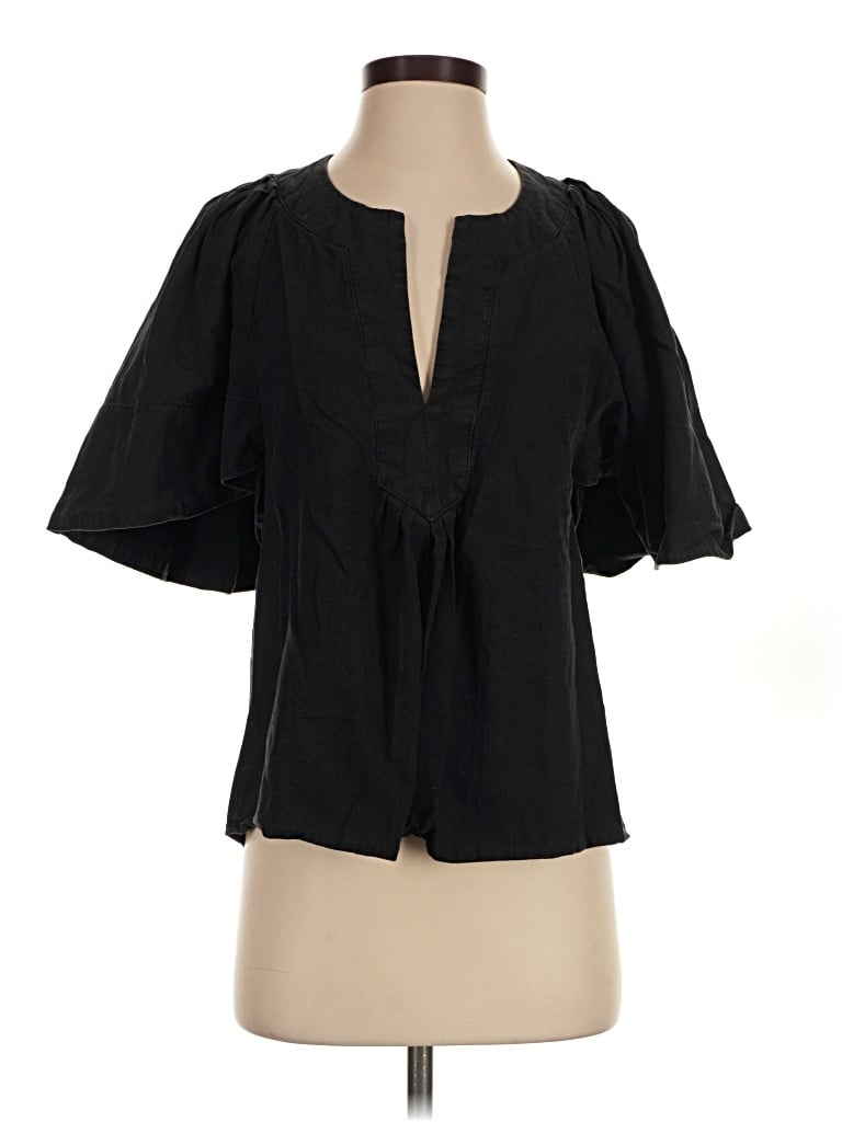 Pre-owned Pomander Place Short Sleeve Blouse In Black