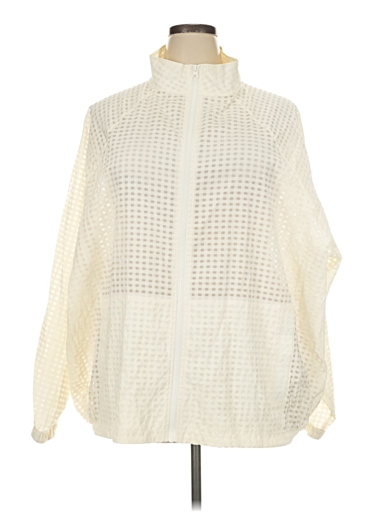 Pre-owned Fabletics Track Jacket In Ivory