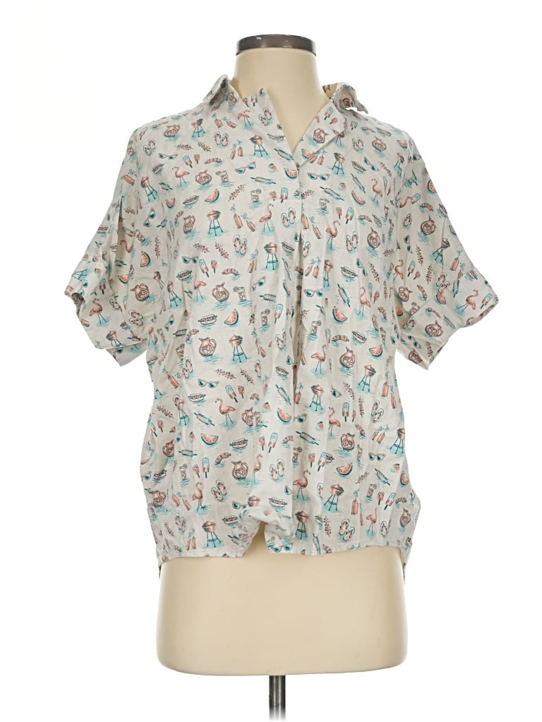 Pre-owned Duluth Trading Co. Short Sleeve Blouse In Teal