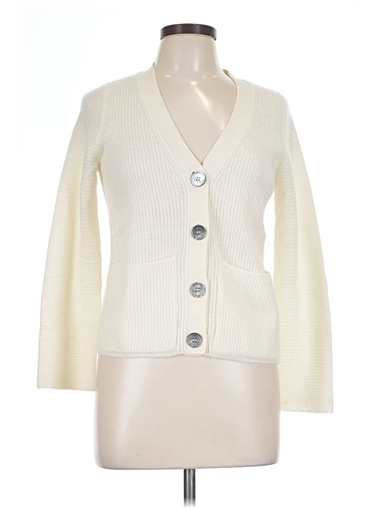 Pre-owned Pure Collection Cashmere Cardigan Sweater In Ivory