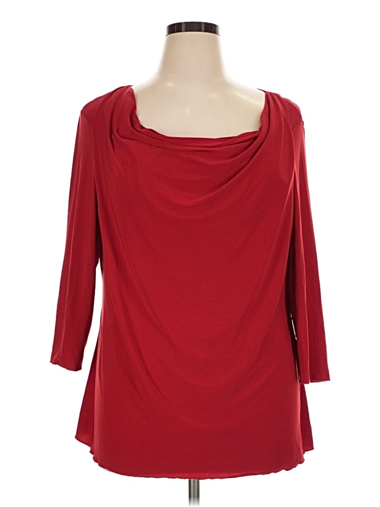 Pre-owned Jaclyn Smith 3/4 Sleeve Top Red Cowl Neck Tops