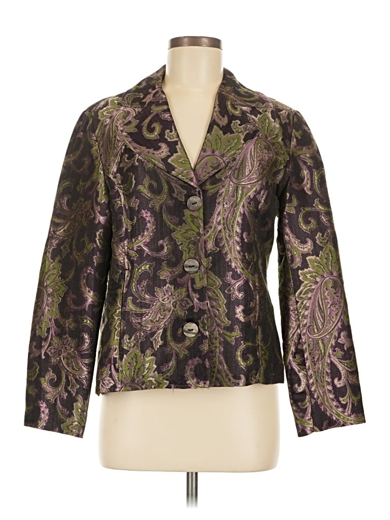 Pre-owned Chico's Silk Blazer Jacket In Purple