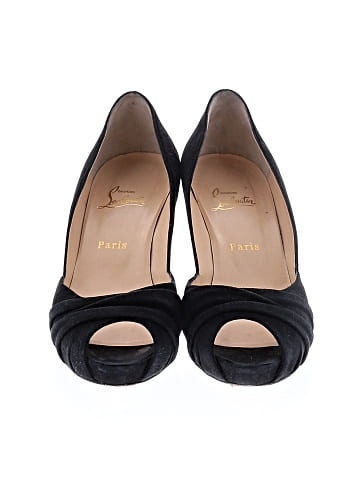 Christian Louboutin Suede Verde Peep Toe Pumps 90mm (view 2)