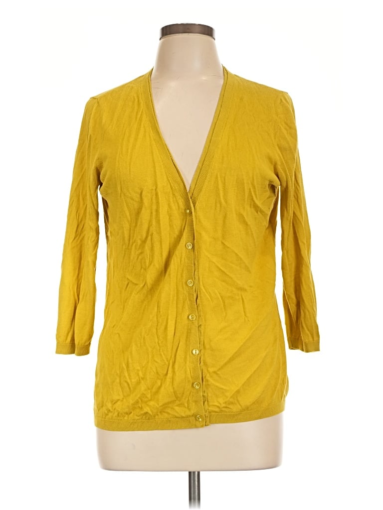 Pre-owned Halogen Cardigan Sweater In Yellow