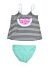 Justice Stripes White Black Two Piece Swimsuit Size 12 - photo 1