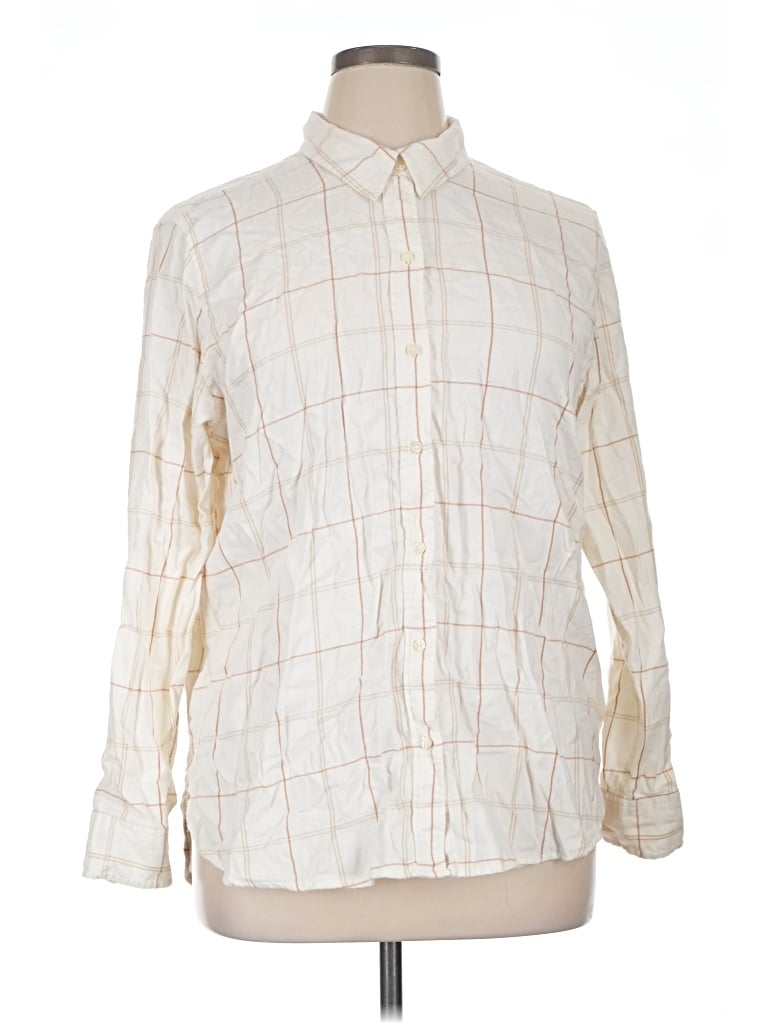 Pre-owned Universal Thread Long Sleeve Button Down Shirt In Ivory