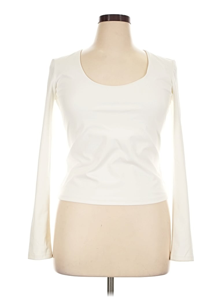 Pre-owned Dynamite Long Sleeve Top Ivory Scoop Neck Tops