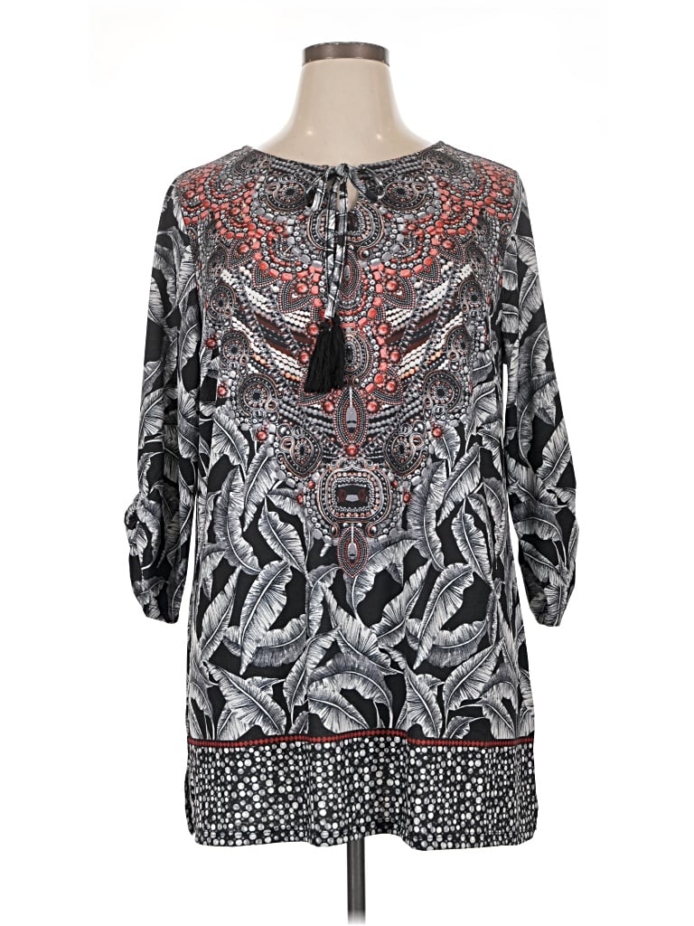 Pre-owned Avenue 3/4 Sleeve Blouse In Gray