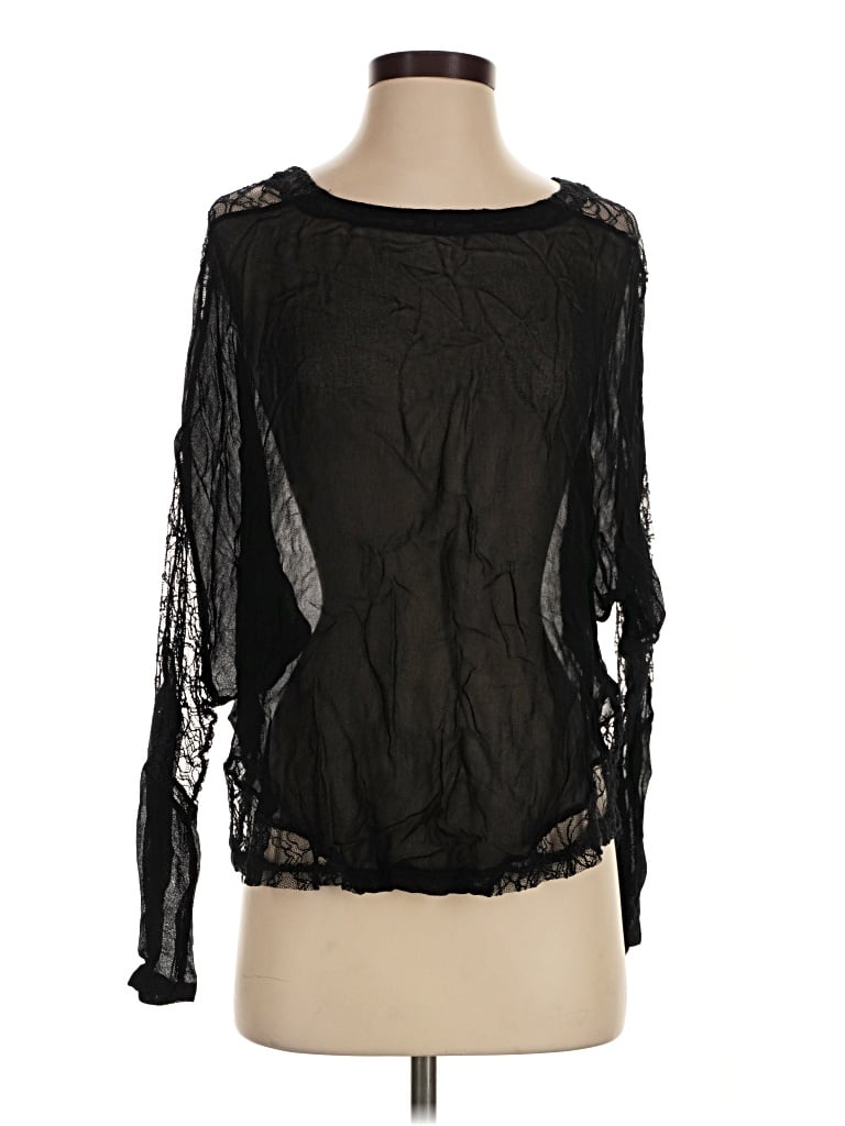 Pre-owned Xcvi Long Sleeve Blouse In Black