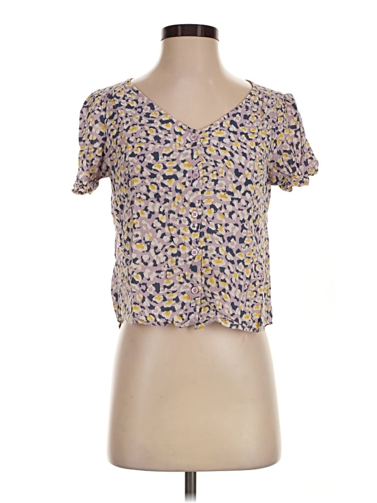 Pre-owned Elodie Short Sleeve Blouse In Purple