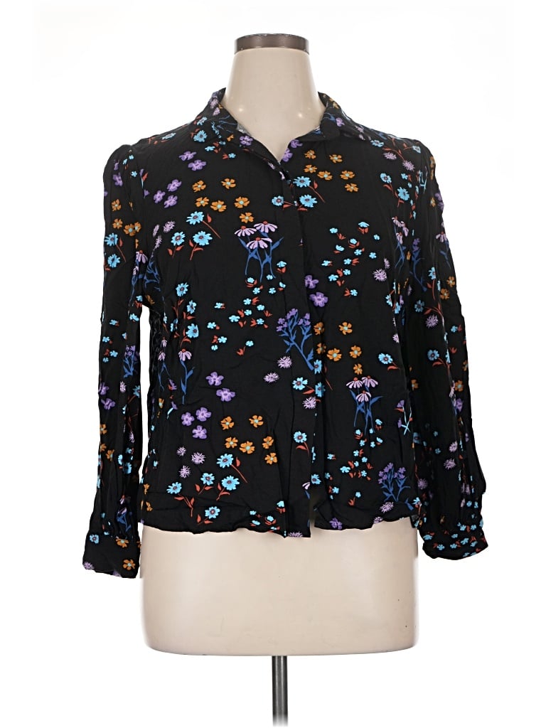 Pre-owned Sugarhill Brighton 3/4 Sleeve Blouse In Black