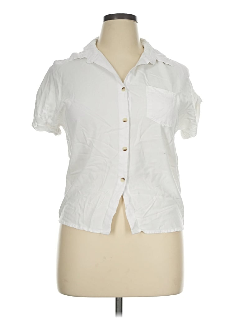 Pre-owned Sim & Sam Short Sleeve Blouse In White