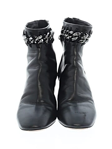 Valentino Garavani Chain-Link Embellished Leather Ankle Boots  (view 2)