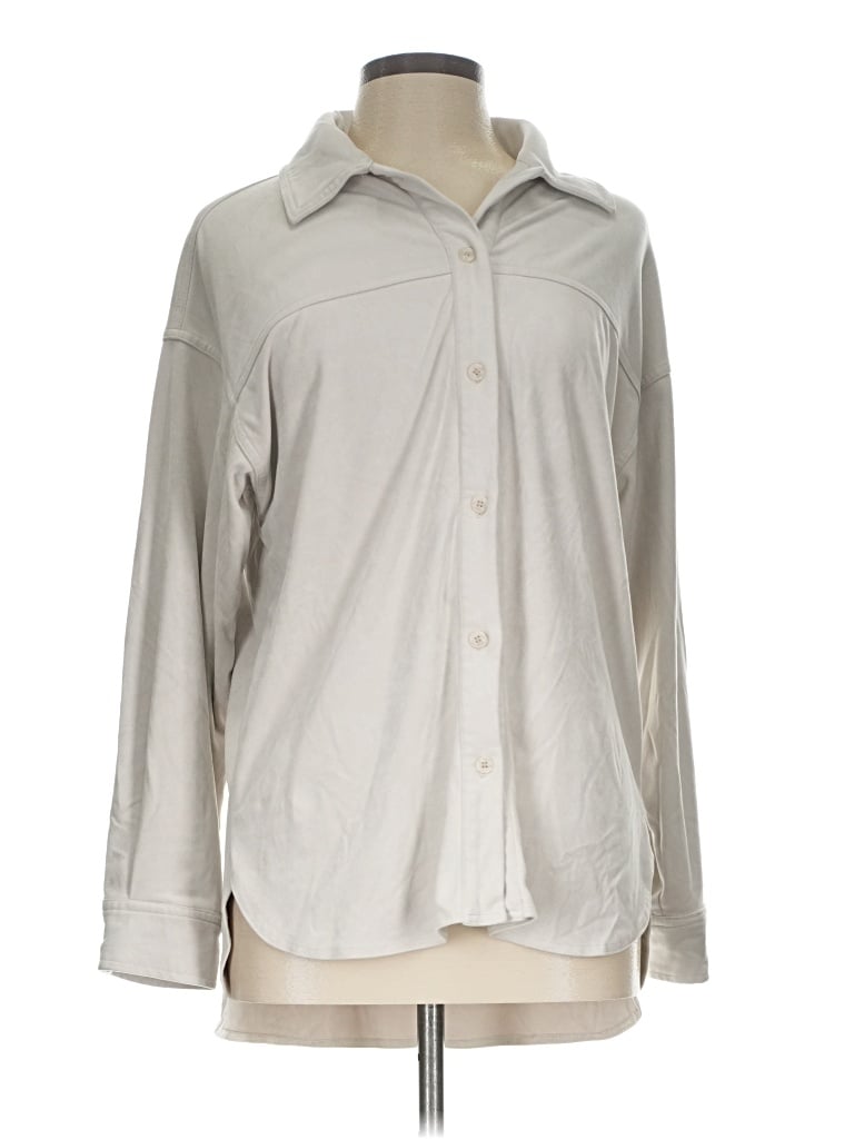 Pre-owned Elle Long Sleeve Blouse In Gray