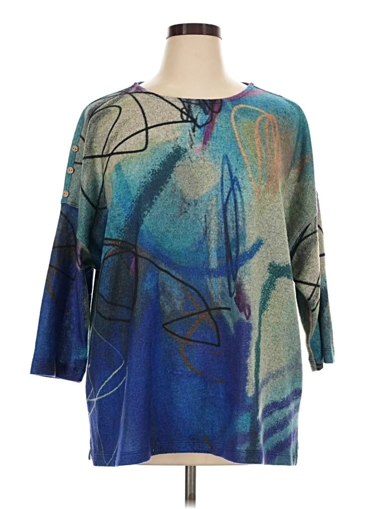 Pre-owned Multiples 3/4 Sleeve Blouse In Teal