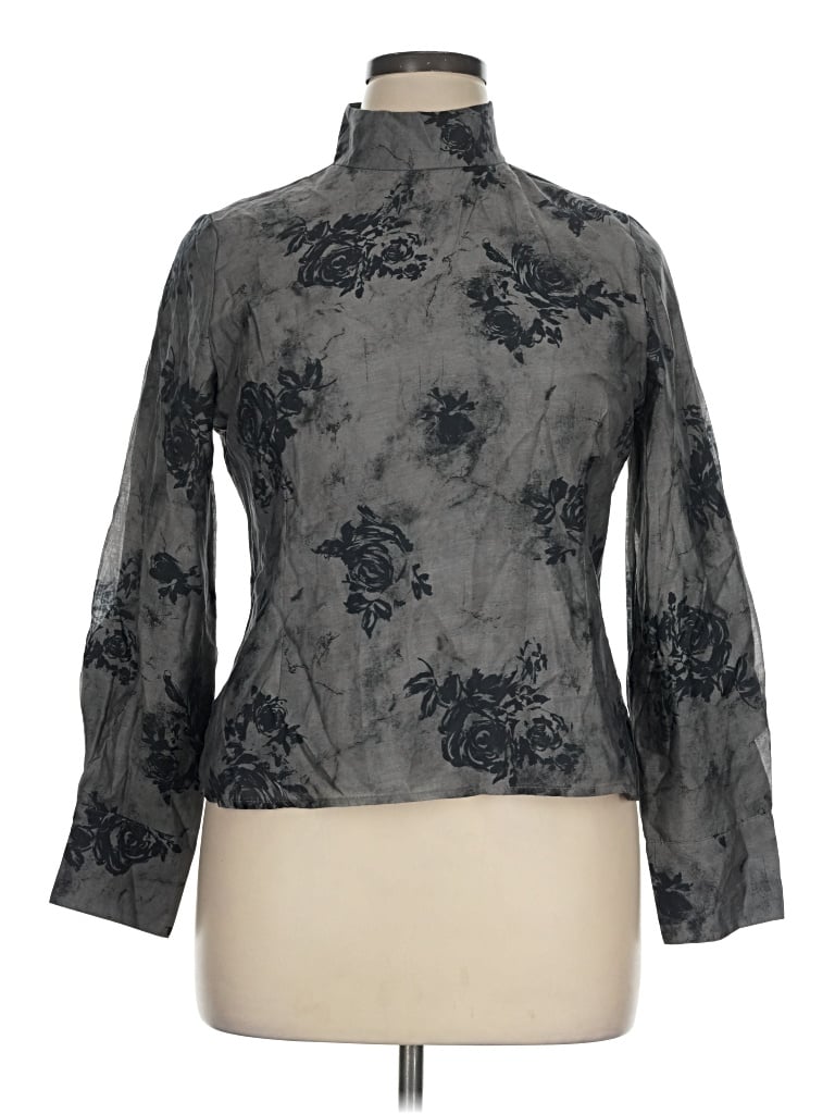 Pre-owned Closet Long Sleeve Blouse In Gray