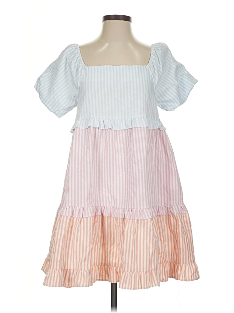 Pre-owned Bibi Short Sleeve Top Pink Square Neckline Tops
